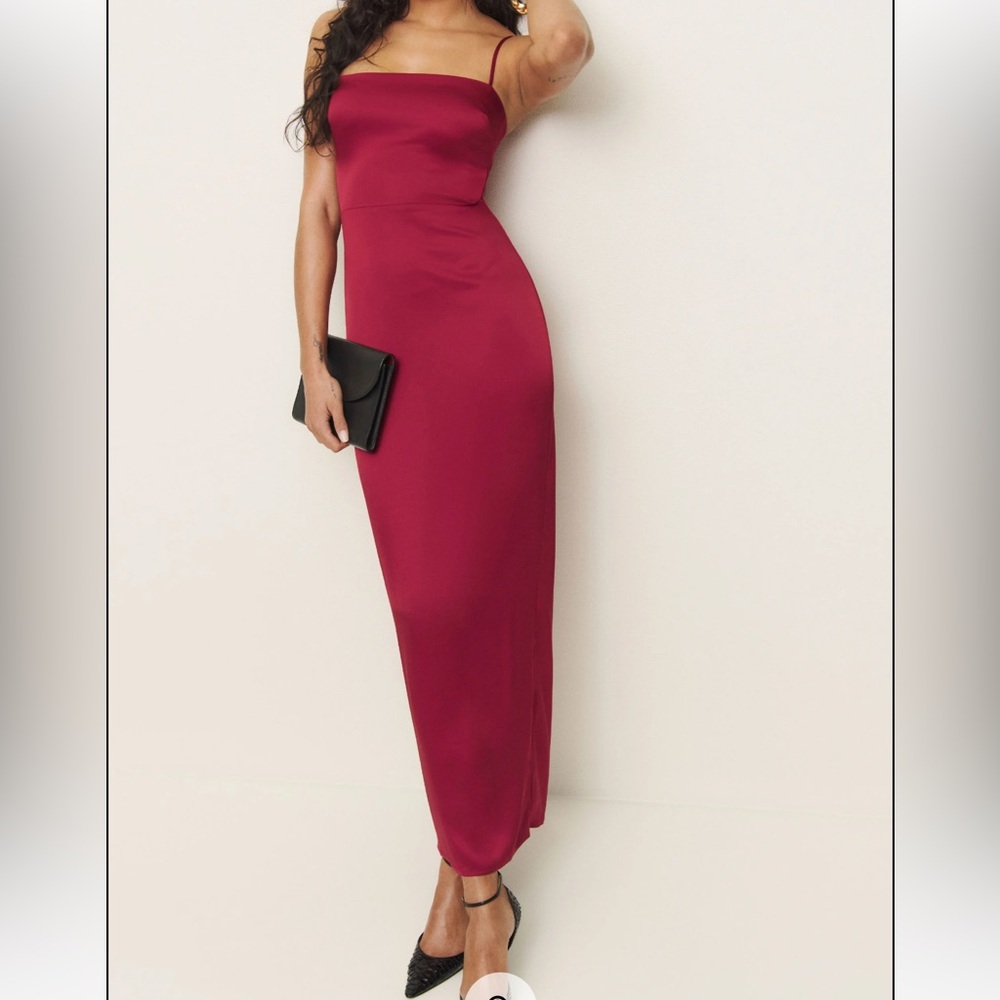 Reformation Frankie Satin Dress Red - Size 6